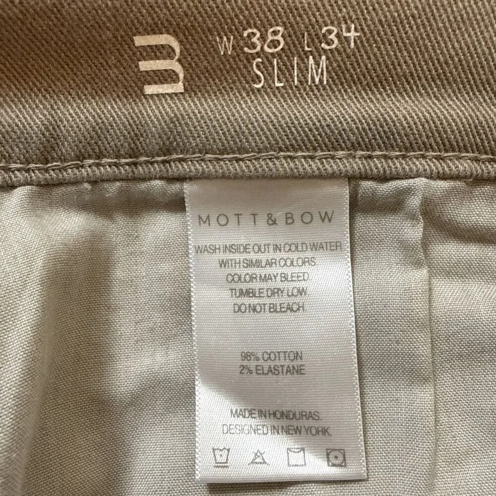 Mott and Bow Slim Mercer Jeans Mens Size 38x34*‎ Straight Denim Tan Beige